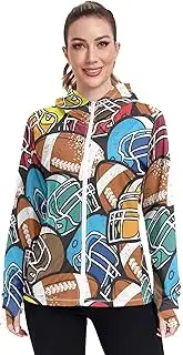 [Caihoyu] Sun Hoodie with Thumb Holes Running Tops UPF 50+ Solid Color Women Hiking Outdoor