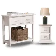 Ashford Console Table White + Bedside Table