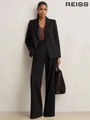 Reiss Black Haisley Petite Wool Blend Double Breasted Suit Blazer (F96477) | $510