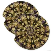 Spiral Eyes Wood Car Coaster Gift Set fit Car & Truck Cup Holder