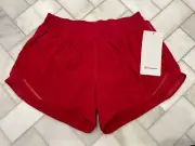 NWT Lululemon Hotty Hot 4" LR Low Rise Lined Running Shorts 6 Dark Red