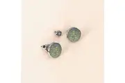 Amalgam White Gold Layered White Stone Stud Earrings 15mm