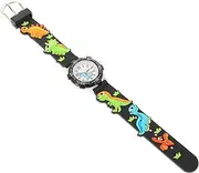 [OATIPHO] Watch with Cartoon Dinosaur Design Skin Friendly Round Plastic Dial Durable for present