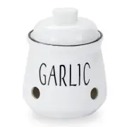 Garlic Keeper with Lid, Ceramic Mini Garlic Container Saver for Countertop, K...