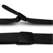130cm Men Women Nylon Canvas Adjustable Quick Release Tactical Belt No Metal Military 3.8cm Width Anti Allergy Waistband BLACK COLOR