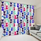 Green Black Red Edge Blue Cat Printing 3D Blockout Curtains Fabric Window