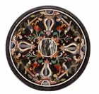 21" Black Stone Round Entryway Table Top Antique Design Inlay Work Coffee Table