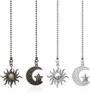 4 PCS Decorative Ceiling Fan Pull Chain, Fan and Light Pull Chain Set with Ball Chain Connector, Chain Pulls for Ceiling Fans and Lights
