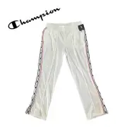 Champion Women's Track Pants Size L White Script Side Stripe Limited Edition