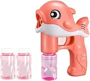 KBREE Bubble Machine, Dolphin Bubble Blower Toy with Music and Lights, Automatic Bubble Guns Bubble Machine Gun for Parties Backyard Indoors Outdoors Activity, Red