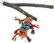 HOMOBABE Parrot Perch Stand Natural Wood Bird Perch for Parakeets Budgies Cockatiels Easy Installation Durable Claw Grinding Platform Bird Cage Accessory