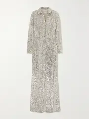 [SEMSEM] SEMSEM - Sequined Tulle Gown - Silver - US6 US 6 Silver