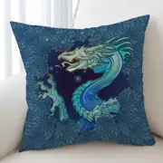 Scary Blue Dragon Cushion Cover