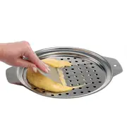 Stainless Steel Spaetzle Maker Lid with Scraper Traditional German Egg Noodle Maker Pan Pot Spaghetti Strainer Silver