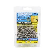 Zenith 7G x 30mm Stainless Steel Long Thread Countersunk Head Timber Screws - 100 Pack