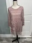 Ali Miles Mauve Pink Lace Tunic Top Size Medium