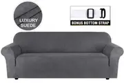 Water Repellent Sofa Covers Luxury Suede Couch Cover High Stretch Soft Slipcover Lounge Cover, 1/2/3/4 Seater, Grey