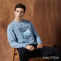 在飛比找momo購物網優惠-【NAUTICA】男裝 個性鯨魚印花長袖T恤(藍)