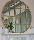 80cm Indus round WINDOW statement MIRROR gold NEW