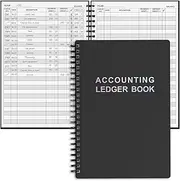 Accounting Ledger Book - A5 Check Register for Small Businesses & Personal Use, Account Book for Tracking Money, Expenses, Deposits & Balance, 5.8" x 8.6" (Black)