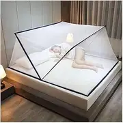 Pop Up Mosquito Net Tent for Bed - Folding Anti-Mosquito Cover for Kids Adults - Portable Home and Travel Outdoor Use - No Chemicals (Blue B, 190 x 175 x 80 cm)