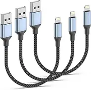 6 Inch Short iPhone Charging Cable, 3 Pack 0.5ft USB A to Lightning Cable [MFi Certified] Braided Short iPhone Charger Cord for Fast Charging Stations, for iPhone 14/13/12/11 Pro/XS/XR/X/8/7/Plus/iPad