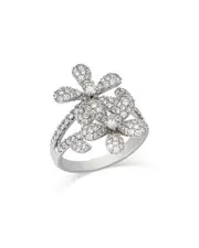 Bloomingdale's Fine Collection Diamond Pave Double Flower Ring in 14K White Gold, 1.45 ct. t. w. 7