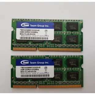 【 TEAM 十銓 筆電記憶體】4GB 2Rx8 DDR3-1333