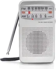 AM FM Portable Pocket Radio, Compact Transistor Radios - Best Silver