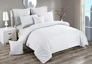 Seersucker Doube/Queen/King/Super King Size Bed Doona/Duvet/Quilt Cover Set New (2 x European Pillowcases, White)
