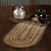 Country Espresso Table Runner, Brown Black Tan, Jute Blend, Oval, 13