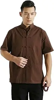 [ZIRIA] Cotton Mens Short Sleeve Tang Suit Top Male Kung Fu Tai Chi Uniform Shirt Blouse Traditional Chinese Clothings