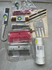 6 Mane & Tail Combs Plastic & Metal The Braid Aid & White Braiding Thread Horse