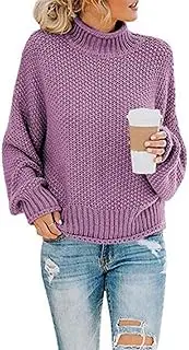 [OULIWANGLUO] Women's Turtleneck Batwing Sleeve Knit Sweaters Chunky Loose Pullover Knit Jumper Oversized Solid Sweater Tops
