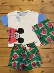 Size 4 BNWT Peter Alexander Disneyland Mickey Mouse Top + Shorts PJ Set with bag
