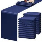 20 Pack Satin Table Runner 12 x 108 Inch Navy Blue Table Runner fit Rectange ...