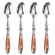 Grapefruit Spoons, 4PCS Serrated Grapefruit Spoon, Stainless Steel 18/8 Fruit Spoon Kiwi Spoon with Wood Handle As Shown