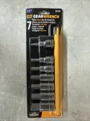 NEW GearWrench 7 Piece Metric Hex Bit Socket Set 1/2” PN: 80720