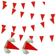 100 Feet Pennant Banners Flags String Hanging Triangle Bunting Flags,Party Red