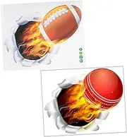 3D Sports Wall Stickers Decor Set Home Decor Wall Art for Living Room Self-Adhesive PVC Peel Stick Decals 2pcs Simulation Stickers