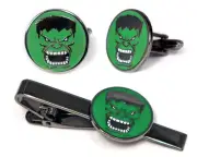 Incredible Hulk Cufflinks Marvel Avengers Tie Clip Comic Ironman Thor Cuff Links