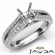 Split Shank Setting Asscher Semi Mount Diamond Engagement Ring Platinum 0.65Ctw