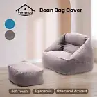 Viviendo Bean Bag Chair Armrest Ottoman Lounger Cover Lazy Sofa Grey Adults Kids