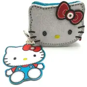 Hello Kitty White Purse Felt Pouch Bag Make-Up Clutch Zipper Wallet LOUNGEFLY