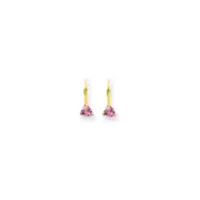 14k Yellow Gold 5mm Pink Tourmaline Leverback Earrings