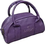 Acclaim Cwmbran Rounded Style Mini Two Bowls Synthetic Grain Leather Look Lawn Green Bowling Bag with Divider and Shoulder Strap (Purple)
