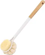Bath Sponge Back Brush Long Handle for Shower 42cm, Double Sided Exfoliating Back Scrubber Brush Shower Body Brush with Soft Bristles and Loofah