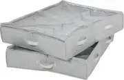 under Bed Shoe Storage Organizer, Set of 2, Fits 24 Total Pairs, Closet Storage