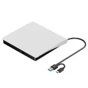 ROOFULL External CD DVD Drive USB 3.0 & USB-C, Portable CD DVD ROM +/-RW Opti...