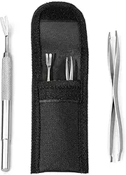 jatimdotin Tick Tweezers Set of 2 Tick Remover with Tick Hook and Double-Headed Tick Tweezers for Humans, Dogs, Cats (with Storage Bag)